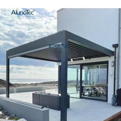Motorized Pergola System Kits Aluminum Arches Louvered Roof Garden Gazebo With Zipper Screens