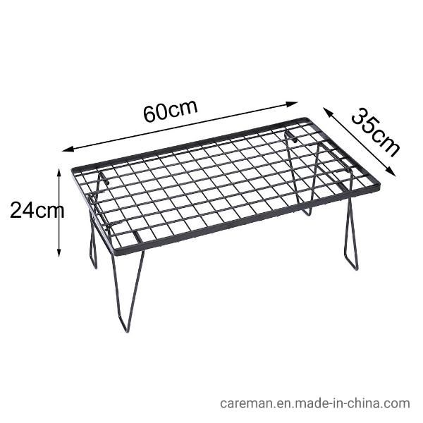 Camping Iron Folding Mesh Table Cooler Stand Black