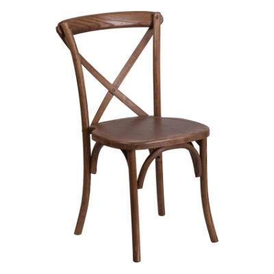 Stackable Pecan Oak Wood Finish Cross Back Chair