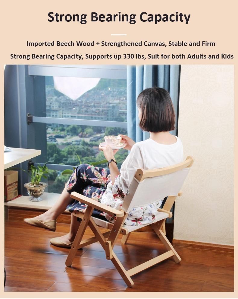 Wooden Outdoor with Polyester Fabric Folding Beach Chair