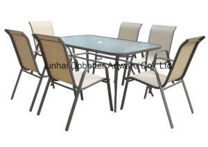 Patio Set Glass Table with Sling Chair