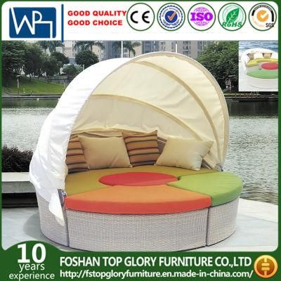 Outdoor Patio Rattan Wicker Round Shape Sun Bed (TGLU-13)