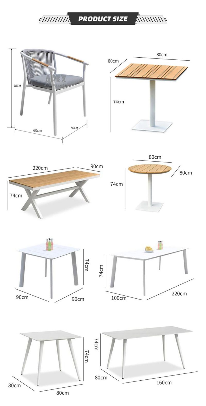 Outdoor Aluminum Frame Plywood Restaurant Table Chair Combination Furniture Set