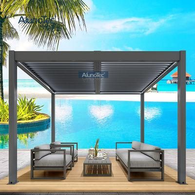 High Quality Pergola Brackets Electric Louvers Roof Aluminum Gazebo 5x4 Pergolas Gazebos Outdoor with Sliding Glass
