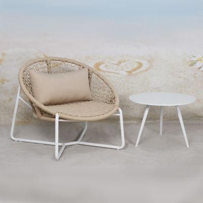 Leisure Pl Rope Weaving Coffee Set Outdoor Furniture with Cushion