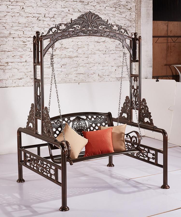 Beach Swing Chair Indoor Patio Metal Chair for Three People Seaters