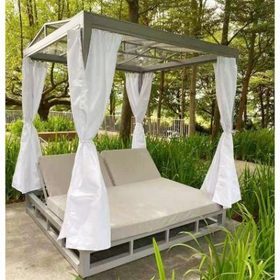 Modern High Back Beach Chairs with Canopy Double Chaise Couch