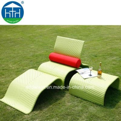 Outdoor PE Rattan Furniture Chaise Lounge Chair with Ottoman and Table