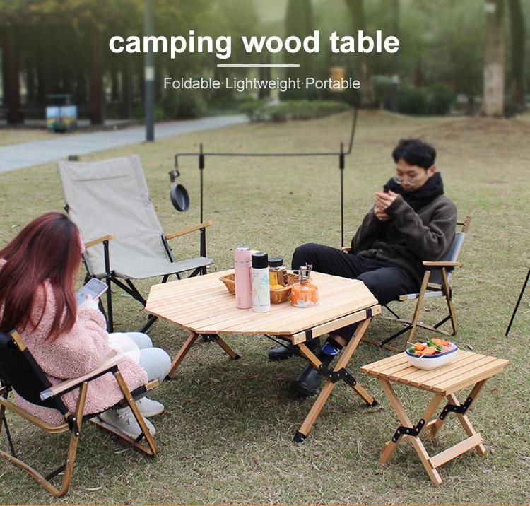 New Style 6 Sides Wooden Camping Folding Table