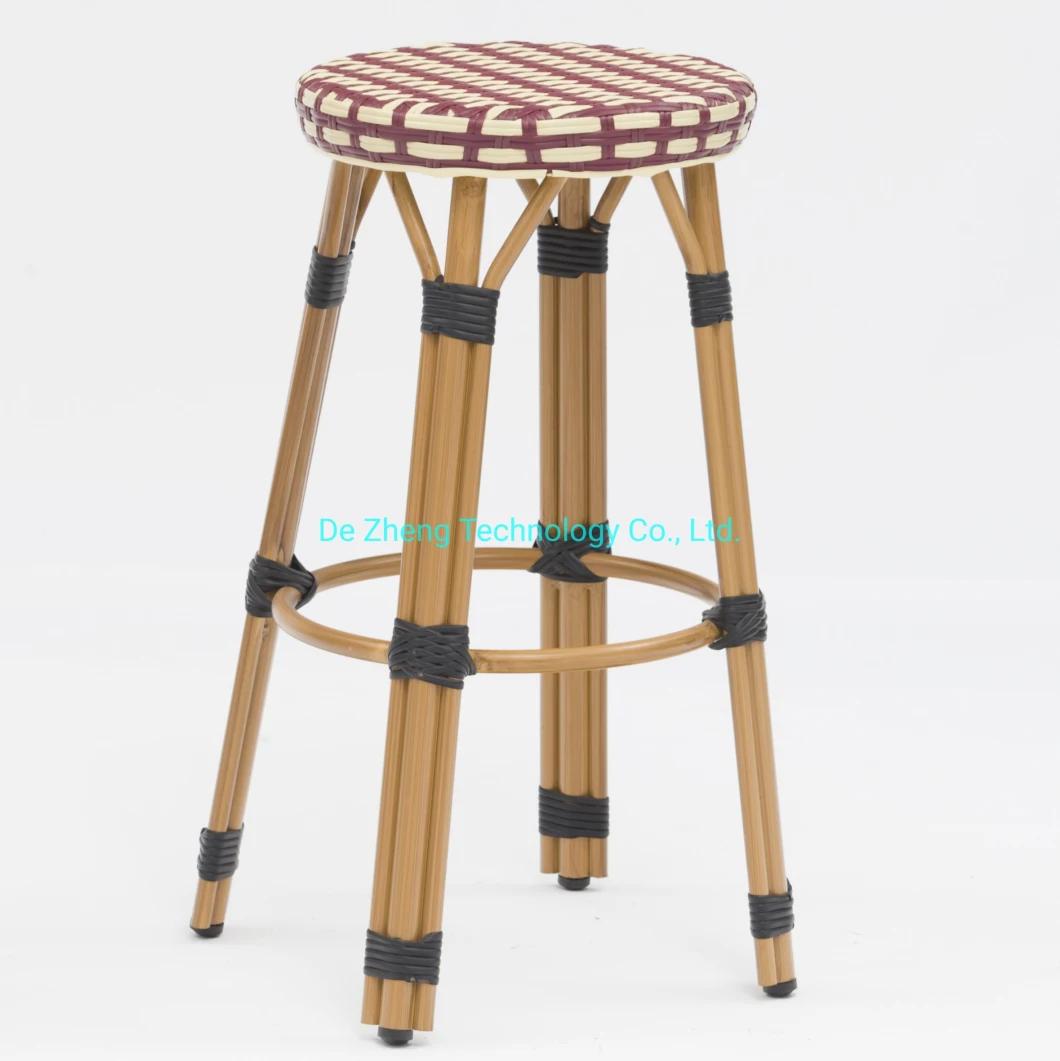 Aluminum French Rattan Chair Antique Outdoor Coffee Bar Chair Restaurant Dining Chair