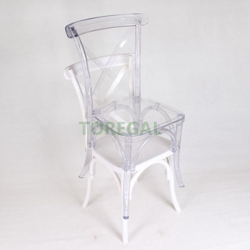 Transparent Clear PC Plastic Acrylic X Wedding Cross Back Chairs