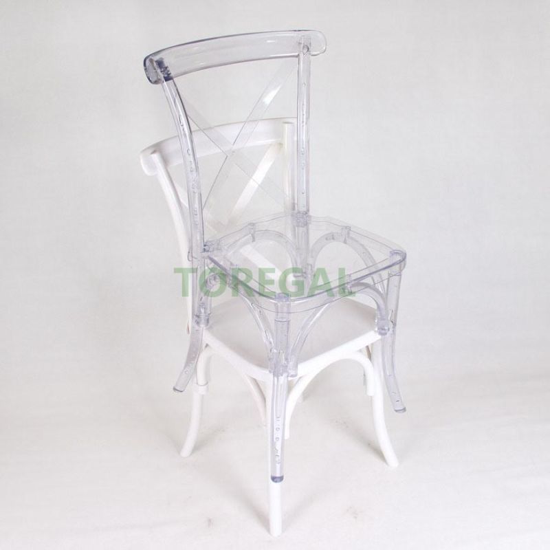 Transparent Clear PC Plastic Acrylic X Wedding Cross Back Chairs