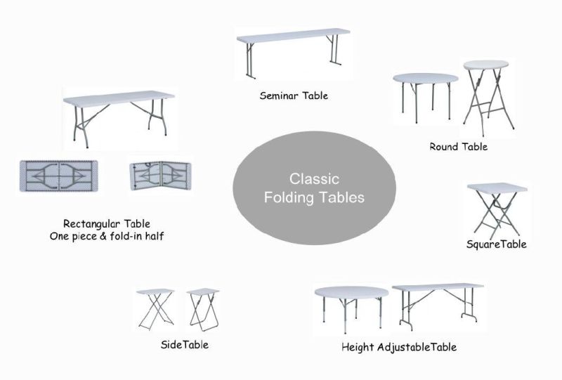 122cm White Plastic Rectangle Folding Dining Table for Outdoor Use