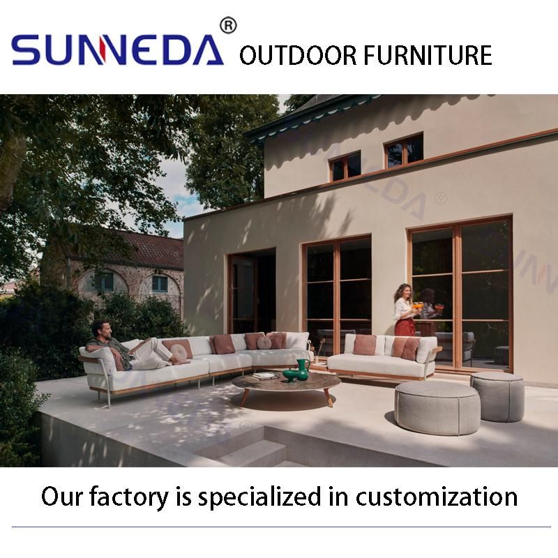 Aluminum Frame and Bamboo Base Villa Backyard Garden Modular Sofa with Corner Furniture
