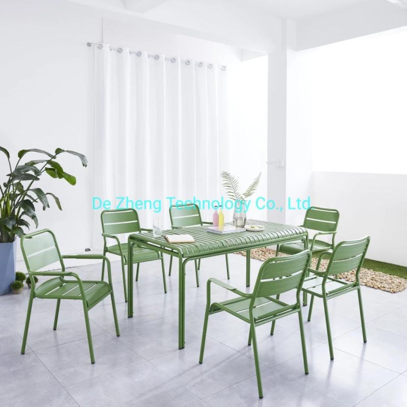 French Furniture Durable Antique Aluminium Dining Table Indoor and Outdoor Modern Restaurant Table