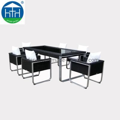 Attitude Garden Outdoor Half Round PE Rattan Dining Table and Chair with Brushed Aluminum Leg