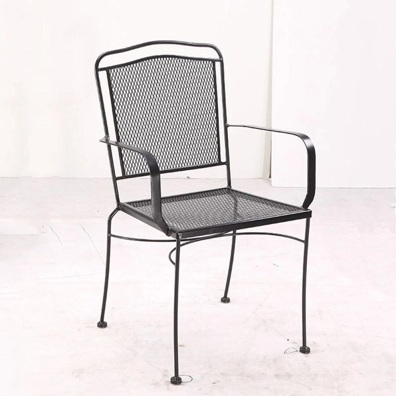 Flat Armchair Us Popular Restaurant Dining Room Iron Furniture Outdoor Steel Wire Chair
