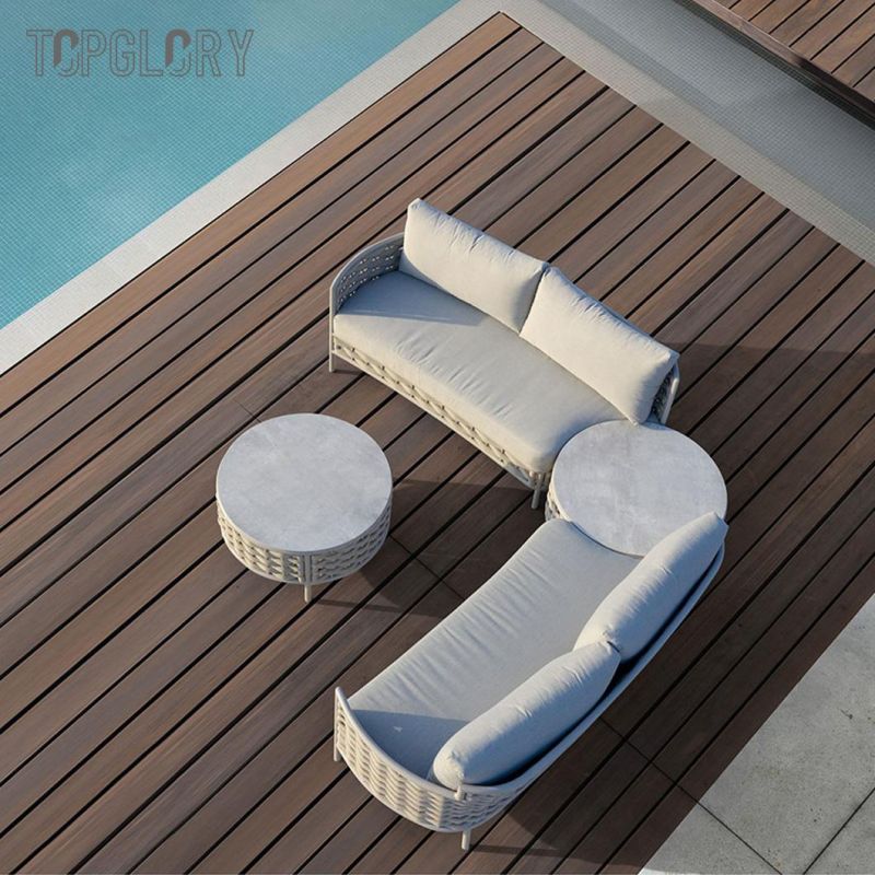Hotel Villa Resort Modern Patio Furniture Garden Outdoor Patio Aluminum Rope Lounge Sofa