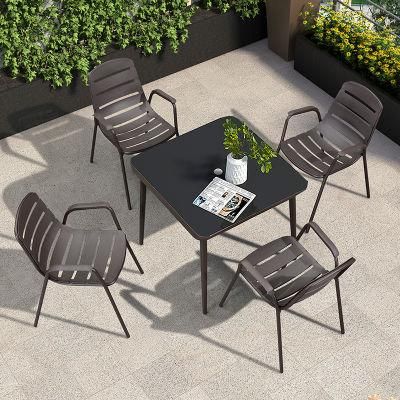 Leisure Plastic Chair Iron Back Dining Table and Chair