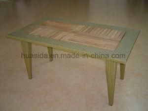 Outdoor Rectangular Long Dining Table with Teak Top