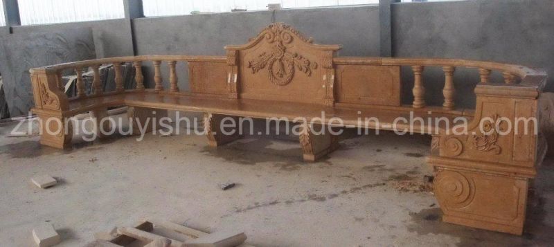 Garden Decoration Outdoor Furniture Stone Marble Carving Park Bench
