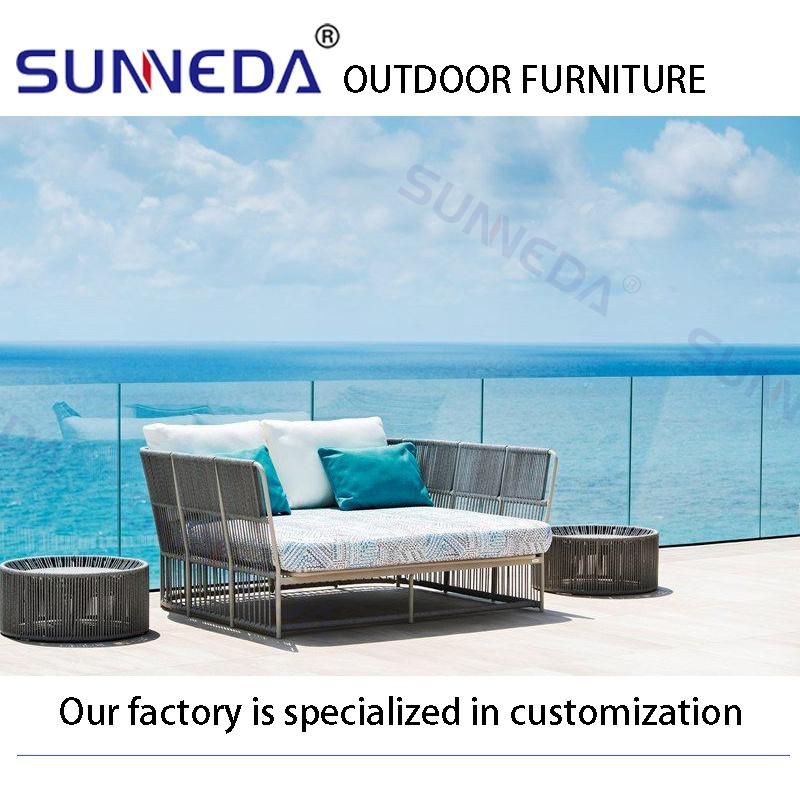 Modern Outdoor Garden High-Density Foam Sofa with Printed Glass Table