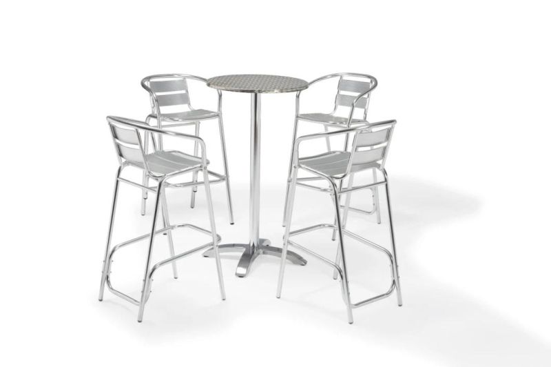 Stunning Anodized Silver Chair Tables for Outdoor