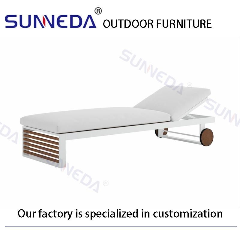 Swimming Pool Side Outside Beach Aluminum Recumbent Bed Back Can Adjustable