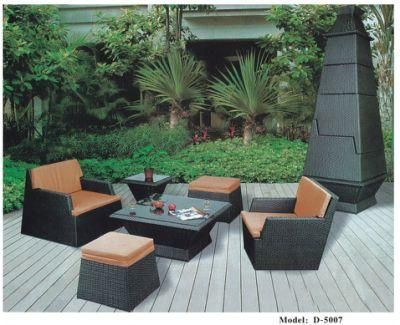 High Quality Brown Rattan Outdoor Furniture Wicker Table and Chairs, Stack up with Shapes for Easy Package