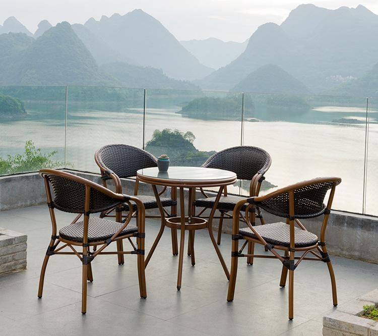 Vintage Bistro Table and Chair Cafe Rattan Set