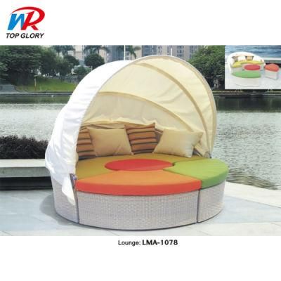 Rattan Outdoor Round Sunbed Round Lounge Suite Sun Bed Beach Luxury Rattan Sun Lounger Round Lounge Bed