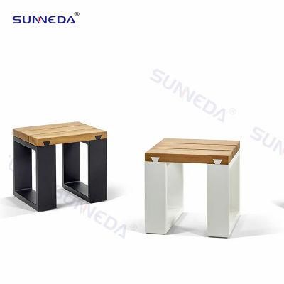 Leisure Stacking Modern Chair with Aluminium Frame and Oak Plate