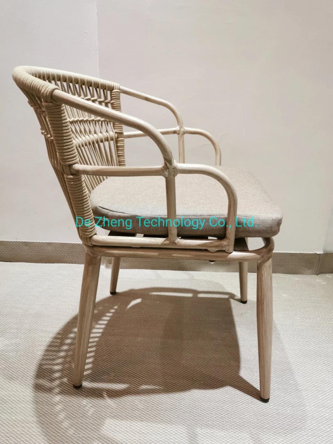 Factory Price High Quality Garden Multi Purpose Rope Arm Aluminum Frame Dining Chair Outdoor Garden