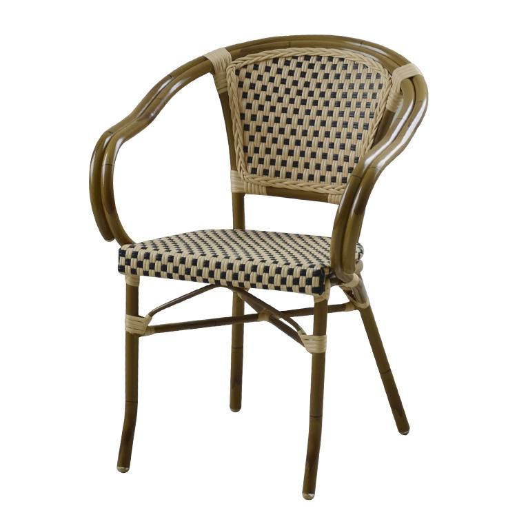 (SP-OC430) Outdoor French Bistro Bamboo Look Rattan Garden Armrest Chair