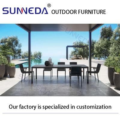 European Style Outdoor Furniture Aluminum Dining Table Picnic Stack Structure Lawn Durable Chair Set