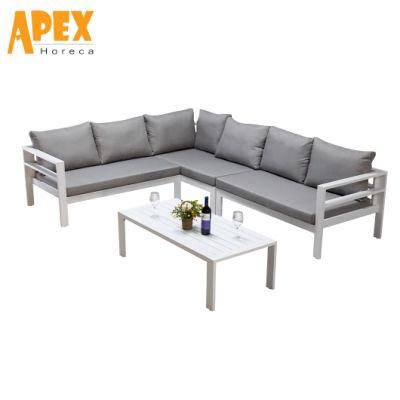 Modern Outdoor Home Garden Patio Swimming Pool Metal Aluminium Functional Furniture Lounge Leisure Corner Sofa with Coffee Table