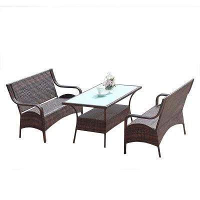 Classic Design Patio Garden Outdoor Wicker Rattan Sofa Set with Table