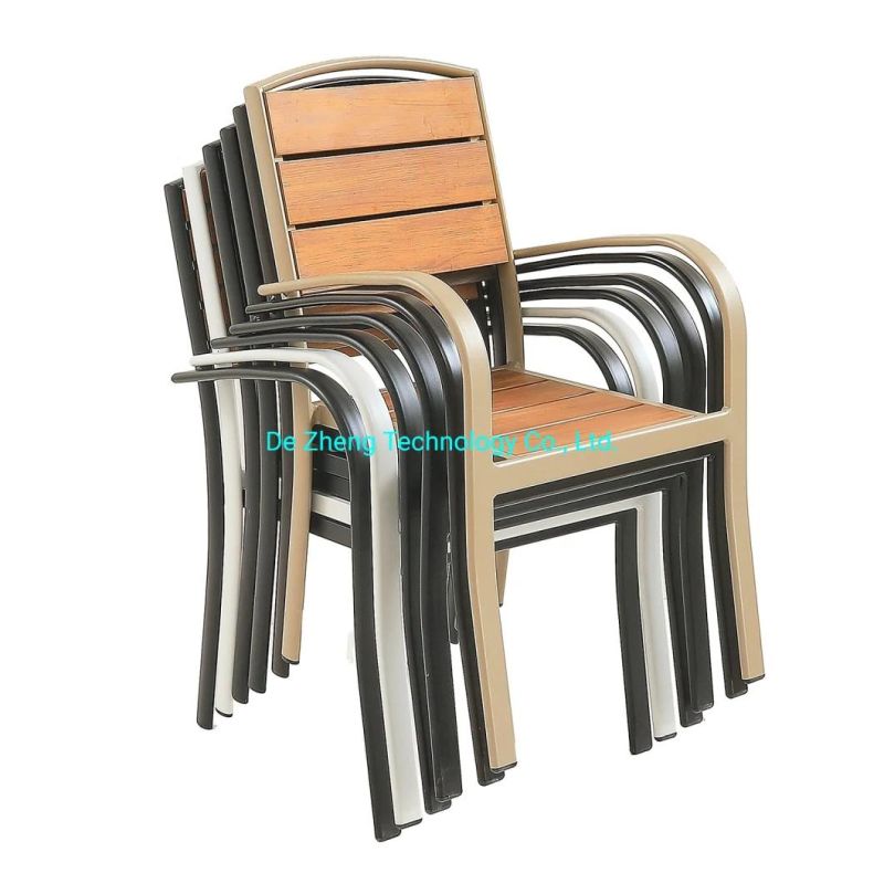 Modern Outdoor Stackable Wood Waterproof Garden Chairs Set for Restaurant