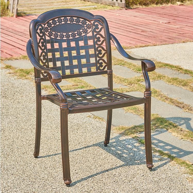 Direct Sale Cast Aluminum Patio Furniture Table Conversation Set for Bistro