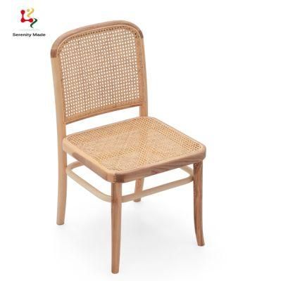 French Bistro Real Rattan Back Solid Wooden Events Hire Dining Chair