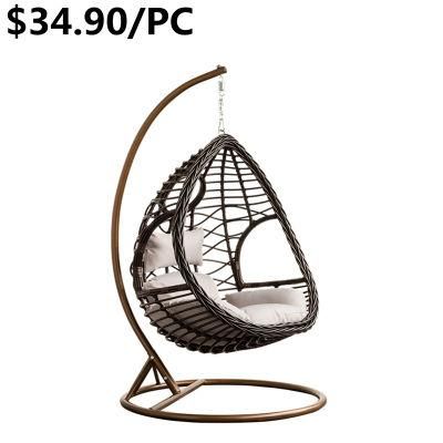 Comfortable Fashionable Leisure Rattan Patio Hanging Egg Headrest Swing Chair