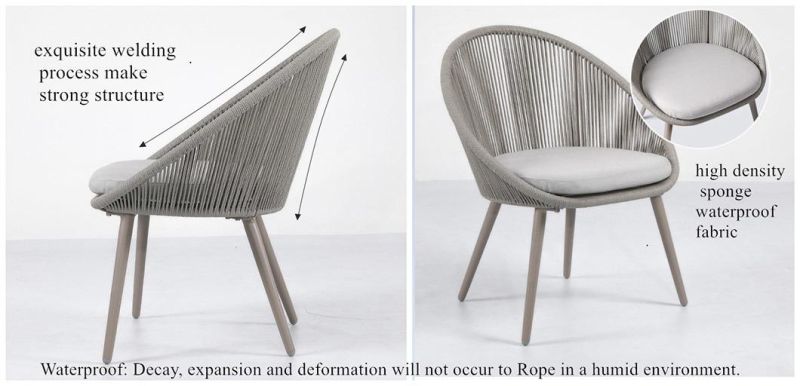 Garden Outdoor Bistro Aluminum Rope Dining Chair High Quality Wholesale
