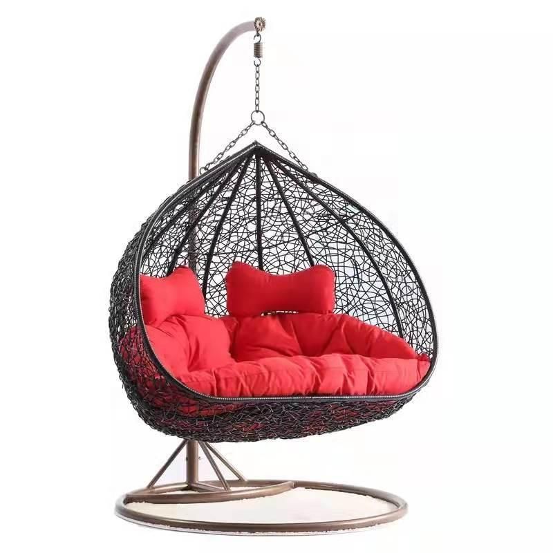 Leisure Outdoor Garden Double Plastic Rattan Egg Hanging Swing Chair