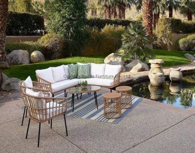 Modern Outdoor Garden Furniture Solid Wood Rattan Leisure Complete Set of Tables and Chairs