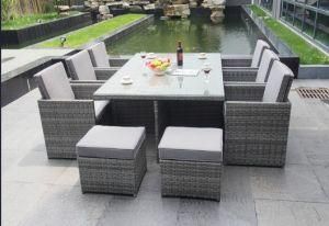 Outdoor/Home Rattan Furniture Place-Saving Patio Dining Table with Leisure Chair
