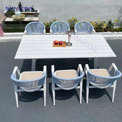 Dining Outdoor Best Selling Modern Unique Coffee Recyled Hard Aluminum Frame Long Table