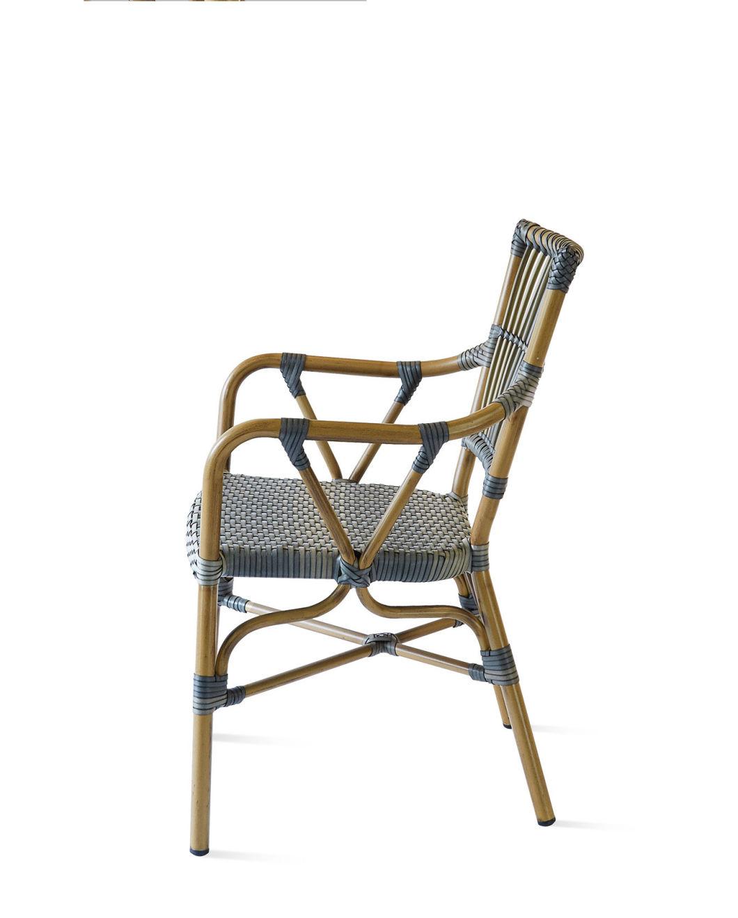 Best Selling Garden Rattan Furniture Gray Cane Bistro Arm Chair Outdoor Furniture