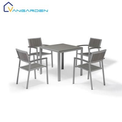 Grey Plastic Wood Patio Garden Sets Furniture for Restaurant Hotel