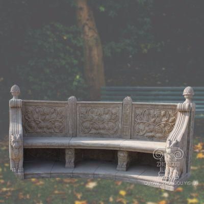 Marble Bench with Antique Treatment for Garden Decoration