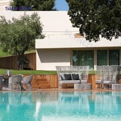 Hotel Patio Mixes Contrasting Materials Outdoor Furniture Garden Set Rope Courtyard Fun Sofa Set